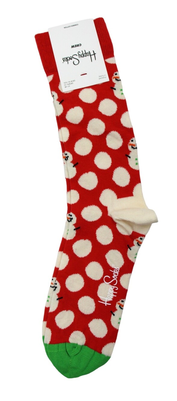 Happy Socks Crew Socks Mens 8-12 Womens 10-12.5 Snowman Holiday Christmas